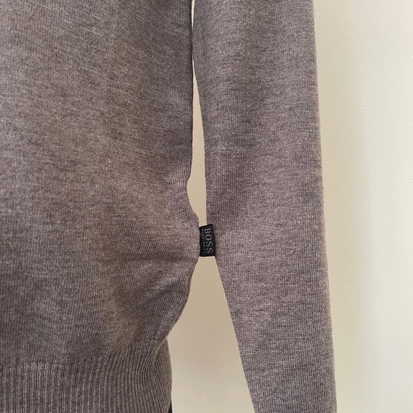 Hugo Boss Half Zip Buttons Brown Camel Sweater Pullover - Picture 5 of 6